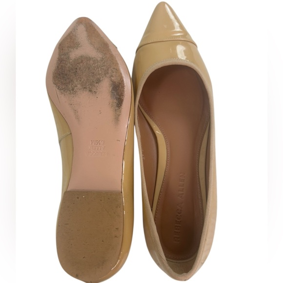 Rebecca Allen The Skim Pointy Toe Patent Leather Flats Size 6.5 Ballet Nude Tan - Picture 12 of 13